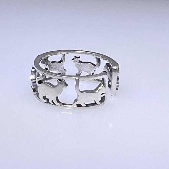 Sterling Silver cat band ring, adjustable, NWOT - Picture 4 of 5